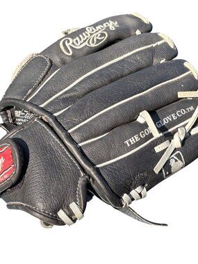 Rawlings Sc110bgh 11-Inch Baseball Glove All-Leather Shell Black & White Design